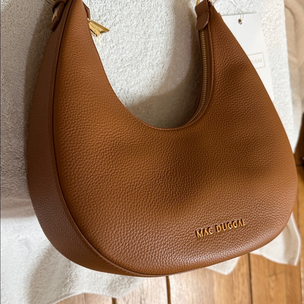 Mac Duggal Tan Leather Shoulder Bag - Picture 5 of 6